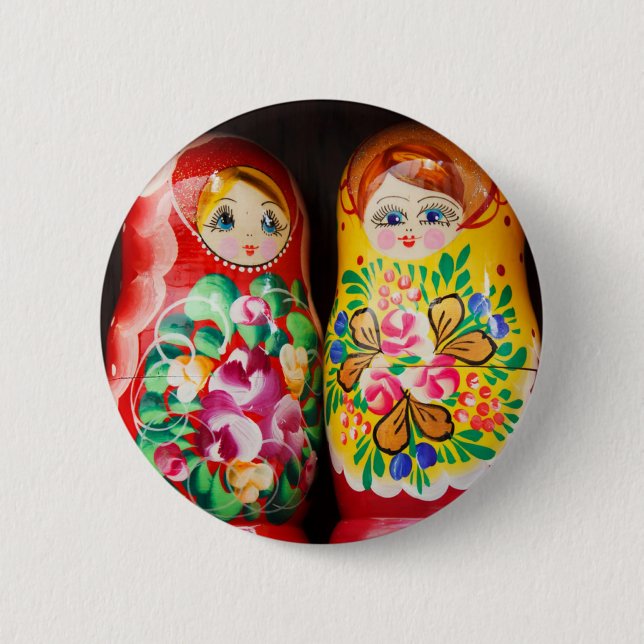 Colorful Matryoshka Dolls 6 Cm Round Badge (Front)