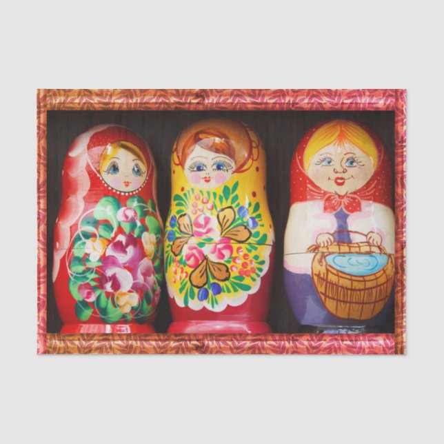 Colorful Matryoshka Dolls Tissue Paper (Front)