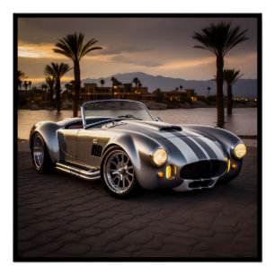 Colorful matte race car poster