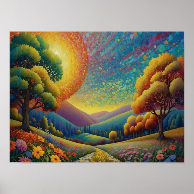 Colorful Meadow Art Poster (Front)