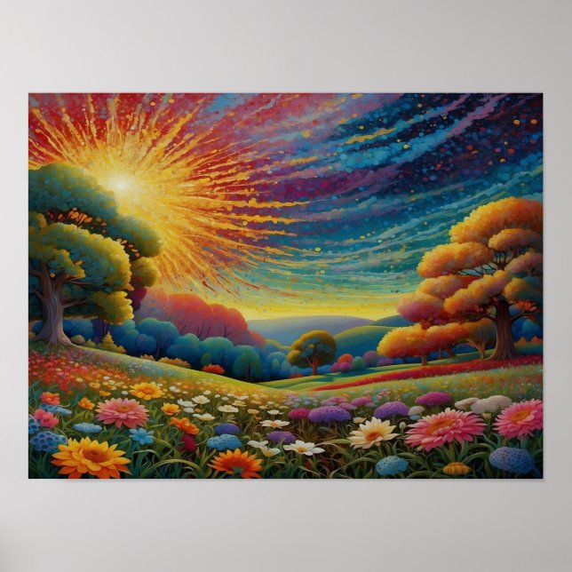 Colorful Meadow Art Poster (Front)