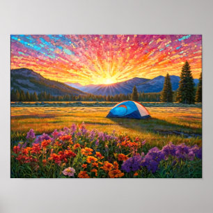 Colorful Meadow Flowers Camping Tent Art Poster