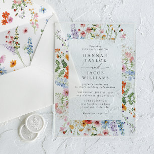 Colorful Meadow Wildflower Wedding Acrylic Invitations