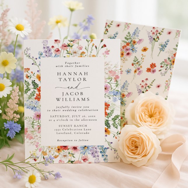 Colorful Meadow Wildflower Wedding  Invitation (Creator Uploaded)