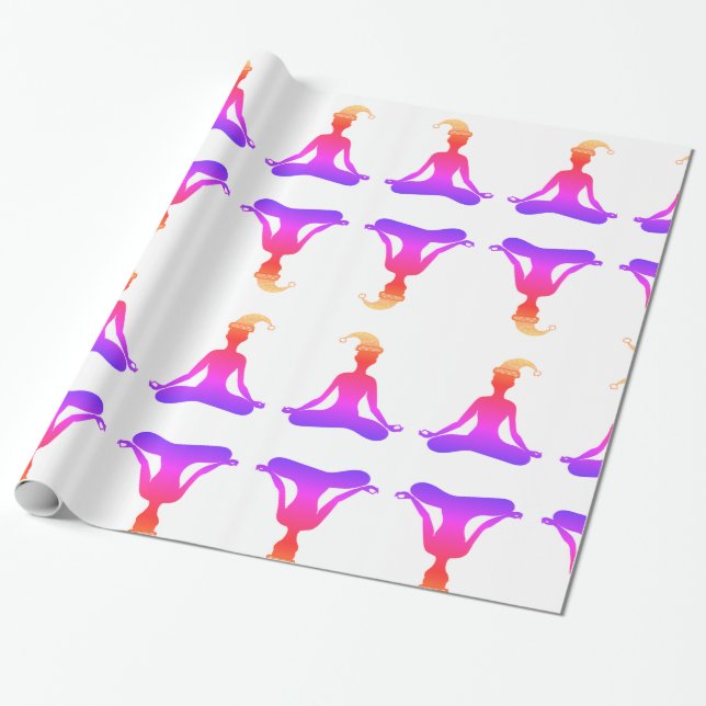 Colorful Meditating New Year Glossy Wrapping Paper (Unrolled)