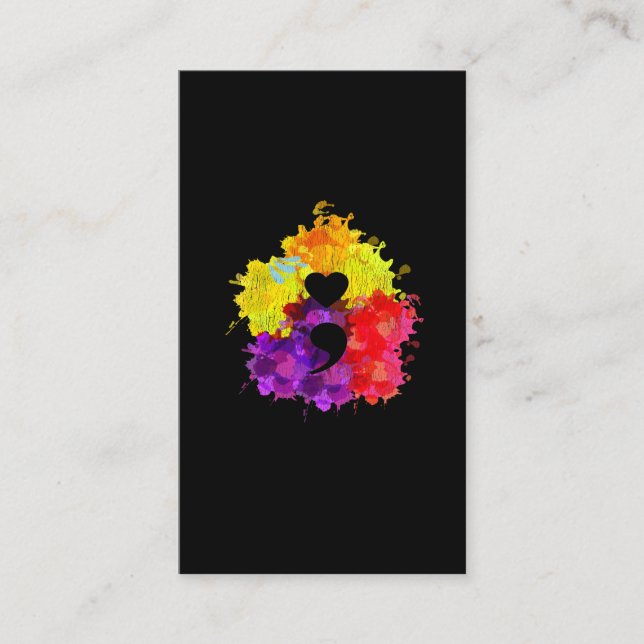 Colorful Mental Health Awareness Semicolon Business Card (Front)