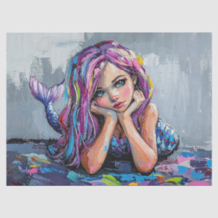 Colorful Mermaid Oil Painting Decoupage Tissue Paper