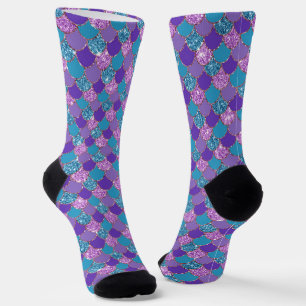 Colorful mermaid scales pattern socks