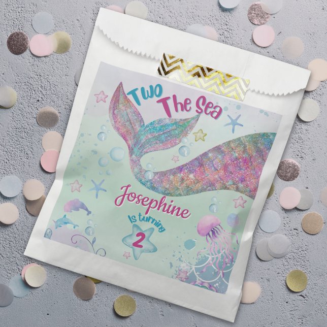 Colorful Mermaid second birthday Favour Bags (Creator Uploaded)