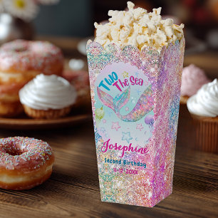 Colorful Mermaid Second birthday pop corn Favour Box