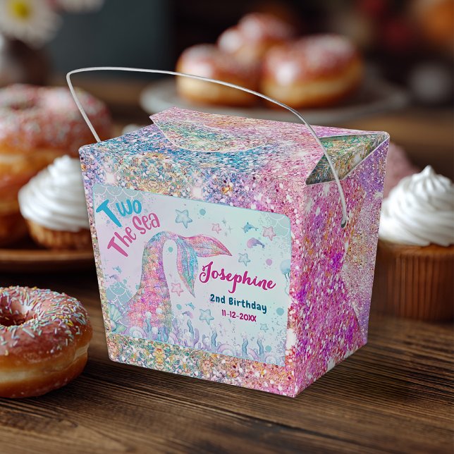 Colorful Mermaid Second birthday take out Favour Box (Creator Uploaded)