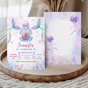 Colorful Mermaid Tail Birthday Invitation