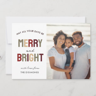 Colorful Merry and Bright Photo Holiday Card