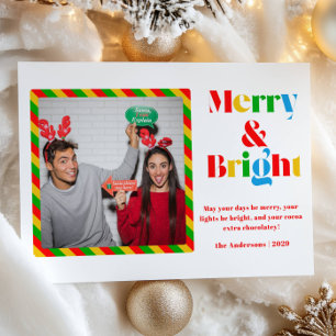 Colorful Merry Bright Photo Christmas Holiday Card