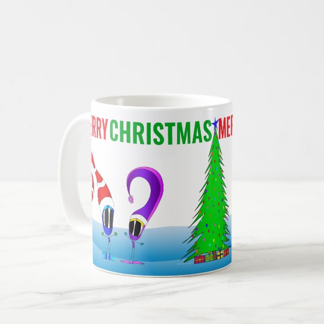 Colorful Merry Christmas Cartoon Coffee Mug (Front Left)