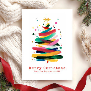 Colorful Merry Christmas Modern Holiday Card