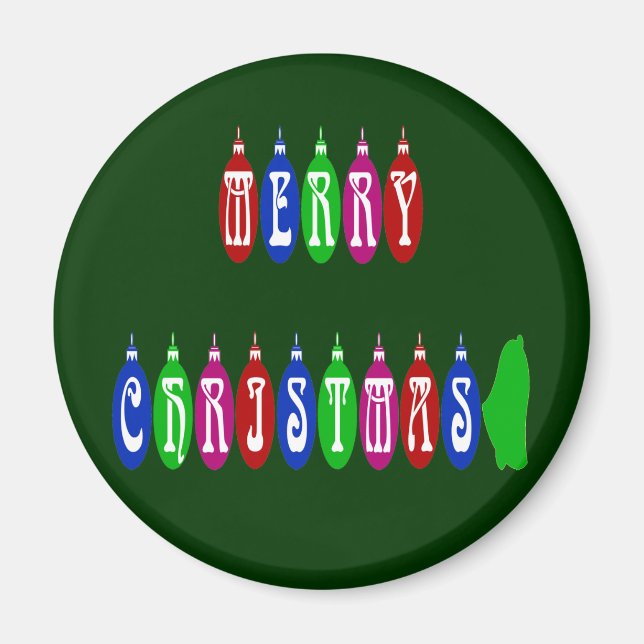 Colorful Merry Christmas Ornament Font Magnet (Front)