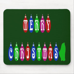 Colorful Merry Christmas Ornament Font Mouse Mat