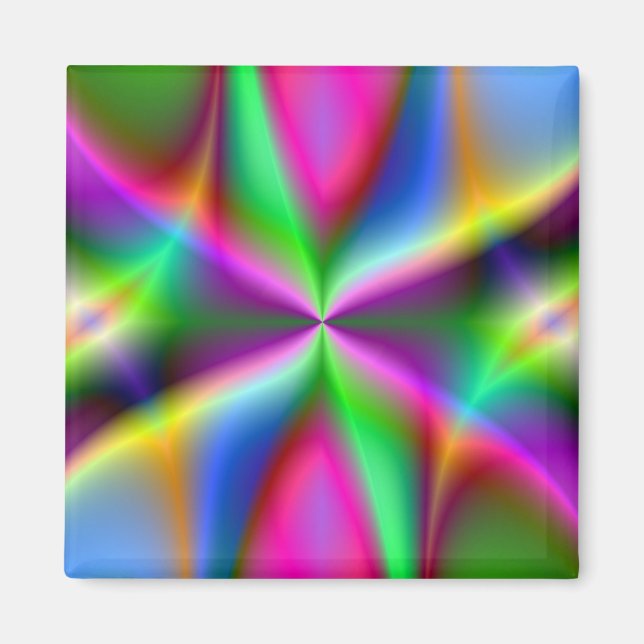 Colorful Metallic Fractal Luster  Magnet (Front)