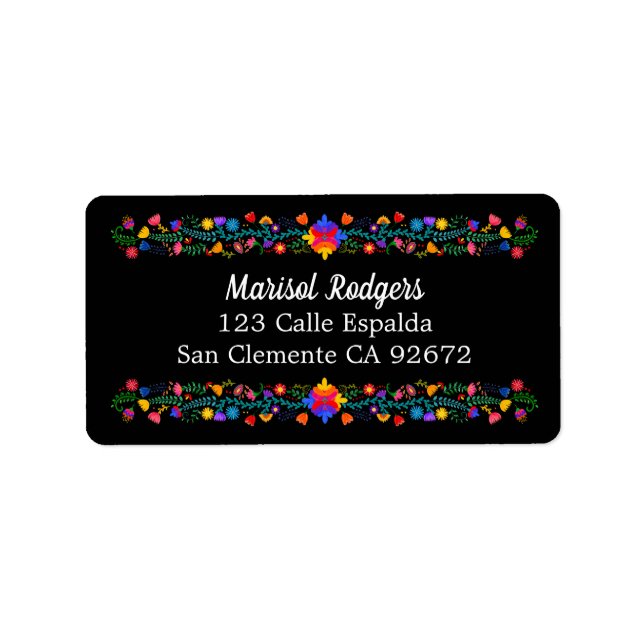 Colorful Mexican Fiesta Folk Art Black Label (Front)