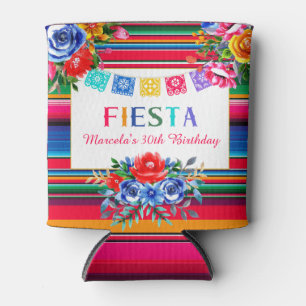 Colorful Mexican Fiesta Serape & Floral  Can Cooler