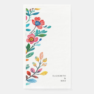 Colorful Mexican Floral Personalized Wedding Napkin