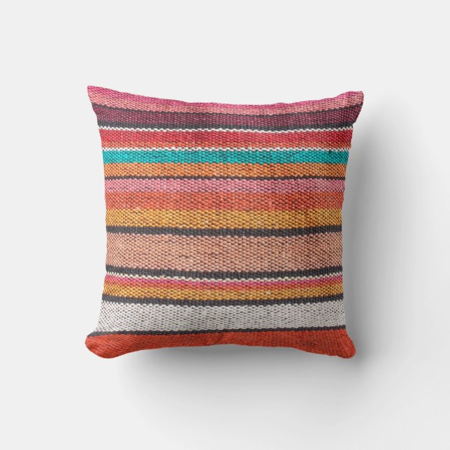 Colorful mexican, peruvian style rug surface close cushion (Front)