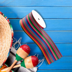 Colorful Mexican Traditional Serape Gift Grosgrain Ribbon