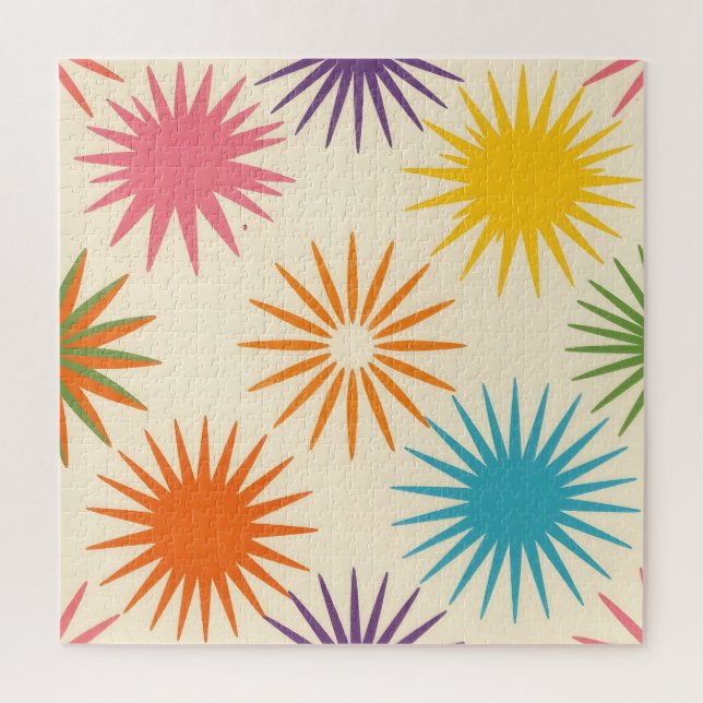 Colorful Mid Century Starburst Pattern Jigsaw Puzzle (Vertical)