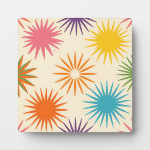 Colorful Mid Century Starburst Pattern Plaque
