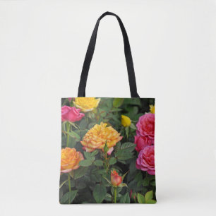 Colorful miniature roses tote bag