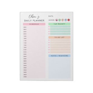 Colorful Minimalist Custom Daily Planner Notepad