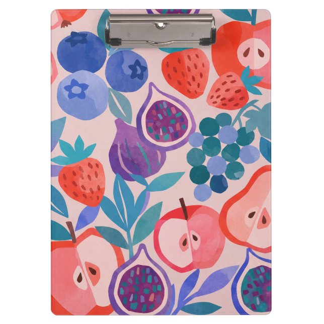 Colorful Mixed Fruit Pattern Art Clipboard (Front)