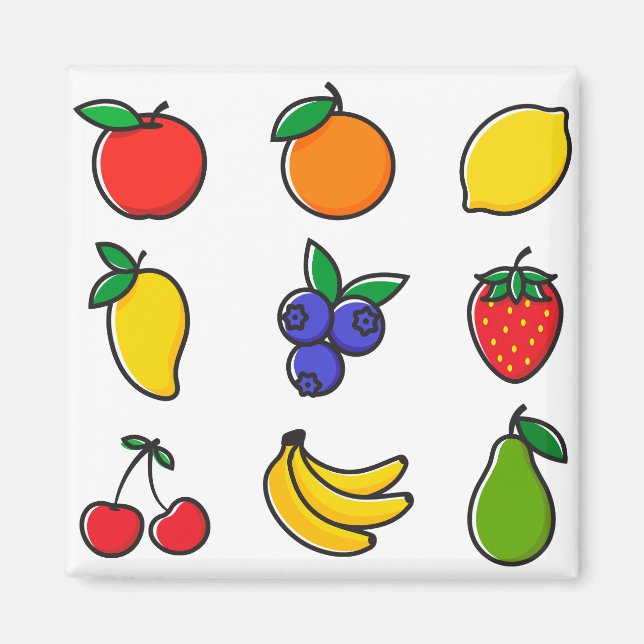 Colorful Mixed Fruit Pattern Magnet (Front)