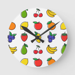 Colorful Mixed Fruit Pattern Round Clock