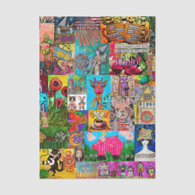 Colorful Mixed Media Pop Art Collage Tissue Paper (Front)