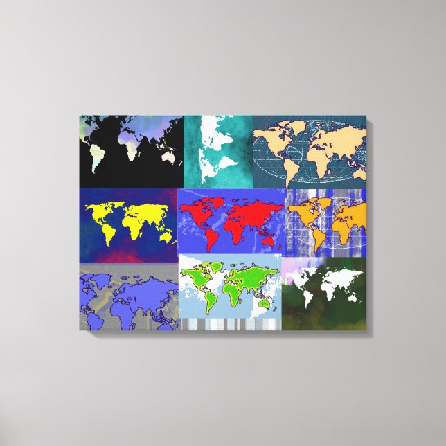 colorful mixedworld . world art-map canvas print (Front)