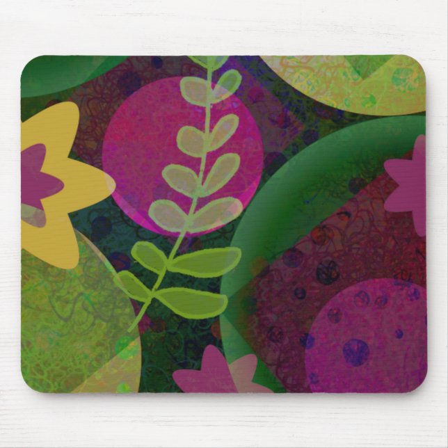 Colorful Modern Abstract Art Botanical Floral Mouse Mat (Front)