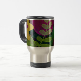 Colorful Modern Abstract Art Botanical Floral Travel Mug