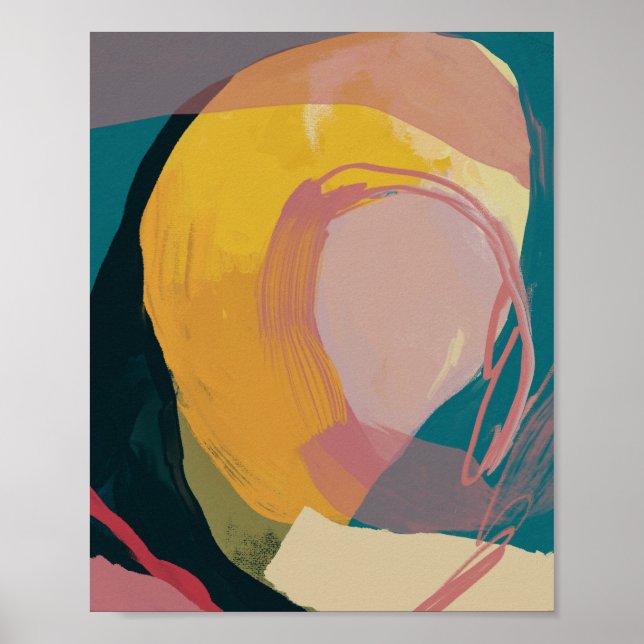 Colorful Modern Abstract Art - Yellow Pink Blue Poster (Front)