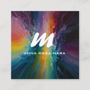 *~* Colorful Modern Abstract Bold AP93 QR Square Business Card