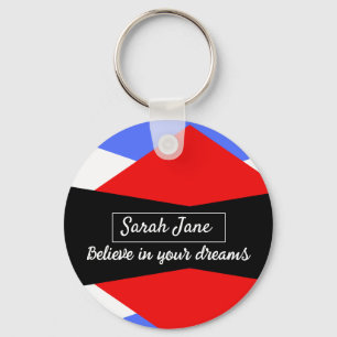 Colorful Modern Abstract inspirational quote Key Ring