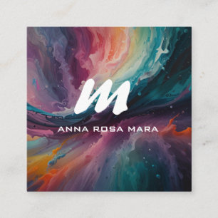 *~* Colorful Modern Abstract QR Bold AP93 Square Business Card