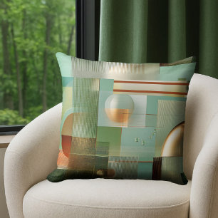 Colorful Modern Abstract Teal Gold Cushion