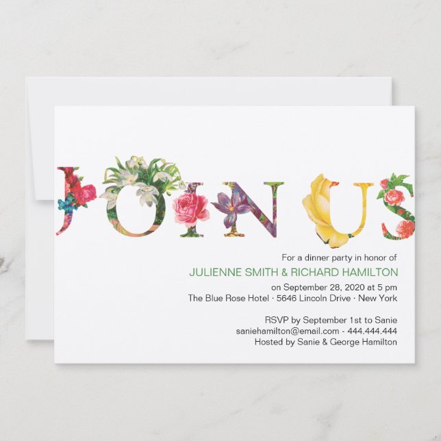 Colorful Modern Botanical Floral  Join Us Invitation (Front)