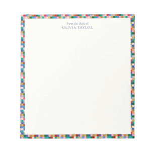 Colorful Modern Checkered Winter Personalized Name Notepad
