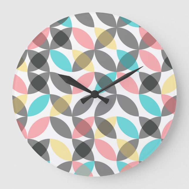 Colorful, modern, cheerful circular geometric large clock (Front)