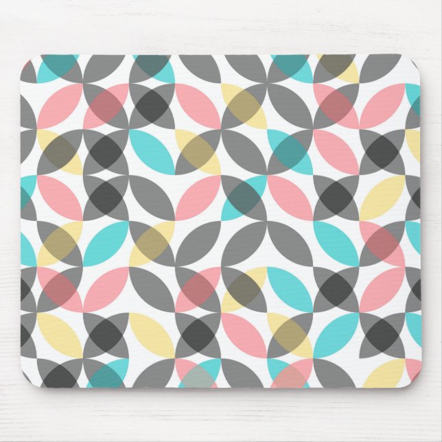 Colorful, modern, cheerful circular geometric mouse mat (Front)