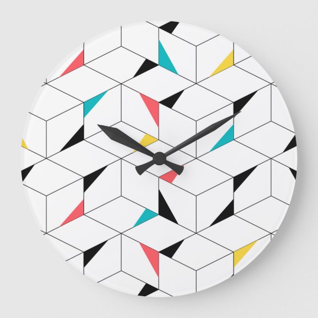Colorful, modern, cheerful, trendy happy cubes large clock (Front)