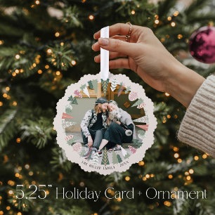Colorful Modern Christmas Tree Wreath IVORY Photo Tree Decoration Card